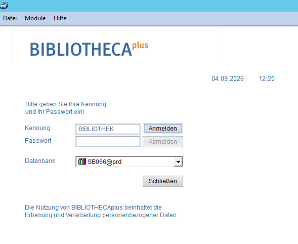 Bibliotheca Plus Anmeldung mit Kennung